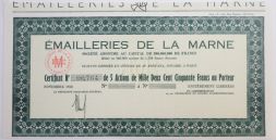 Акция Emailleries de la Marne, 6250 франков, Франция